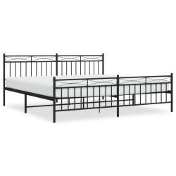 vidaXL Bettgestell mit Kopf- und Fußteil Metall Schwarz 193x203 cm