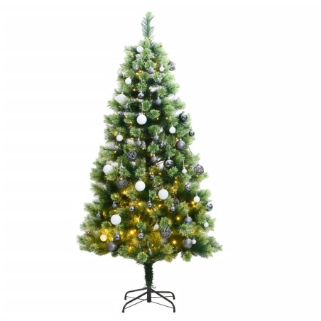 vidaXL Künstlicher Weihnachtsbaum Klappbar 300 LEDs & Kugeln 180 cm