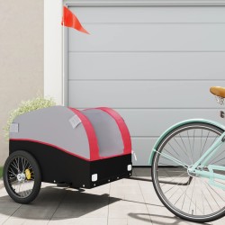 vidaXL Lastenanhänger für Fahrrad Schwarz und Rot 45 kg Eisen