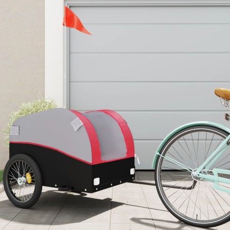 vidaXL Lastenanhänger für Fahrrad Schwarz und Rot 45 kg Eisen