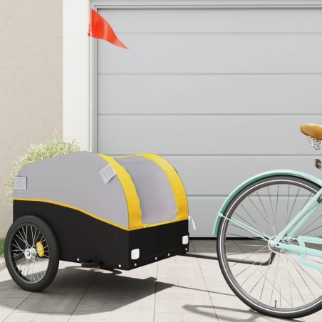 vidaXL Lastenanhänger für Fahrrad Schwarz und Gelb 45 kg Eisen