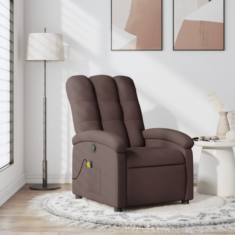 vidaXL Massagesessel Dunkelbraun Stoff vidaXL Massagesessel Dunkelbraun Stoff