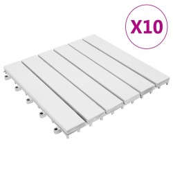 vidaXL Terrassenfliesen 10 Stk. Weiß 30x30 cm Massivholz Akazie