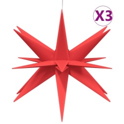 vidaXL LED-Weihnachtssterne 3 Stk. Faltbar Rot 43 cm