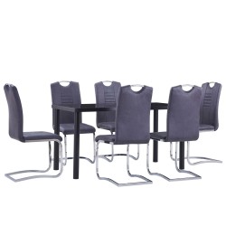 vidaXL 7-tlg. Essgruppe Wildleder-Optik Grau