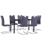 vidaXL 7-tlg. Essgruppe Wildleder-Optik Grau vidaXL 7-tlg. Essgruppe Wildleder-Optik Grau