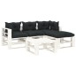 5-tlg. Garten-Lounge-Set Paletten mit Kissen in Anthrazit Holz 5-tlg. Garten-Lounge-Set Paletten mit Kissen in Anthrazit Holz