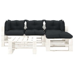 5-tlg. Garten-Lounge-Set Paletten mit Kissen in Anthrazit Holz