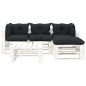 5-tlg. Garten-Lounge-Set Paletten mit Kissen in Anthrazit Holz 5-tlg. Garten-Lounge-Set Paletten mit Kissen in Anthrazit Holz
