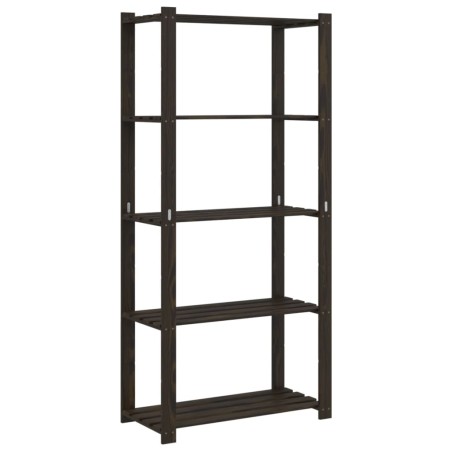 vidaXL Lagerregal mit 5 Böden Schwarz 80x38x170 cm Massivholz Kiefer