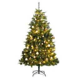 vidaXL Künstlicher Weihnachtsbaum Klappbar 300 LEDs & Kugeln 240 cm