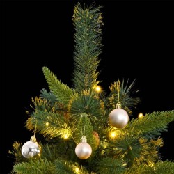 vidaXL Künstlicher Weihnachtsbaum Klappbar 300 LEDs & Kugeln 240 cm