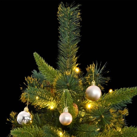 vidaXL Künstlicher Weihnachtsbaum Klappbar 300 LEDs & Kugeln 240 cm