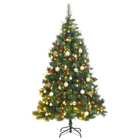 vidaXL Künstlicher Weihnachtsbaum Klappbar 300 LEDs & Kugeln 210 cm