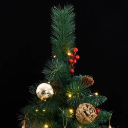 vidaXL Künstlicher Weihnachtsbaum Klappbar 300 LEDs & Kugeln 210 cm