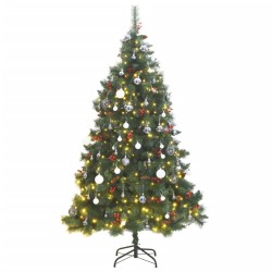 vidaXL Künstlicher Weihnachtsbaum Klappbar 300 LEDs & Kugeln 180 cm