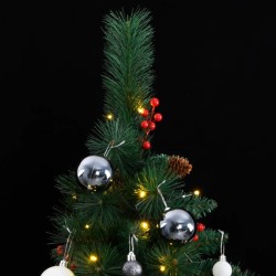 vidaXL Künstlicher Weihnachtsbaum Klappbar 300 LEDs & Kugeln 180 cm