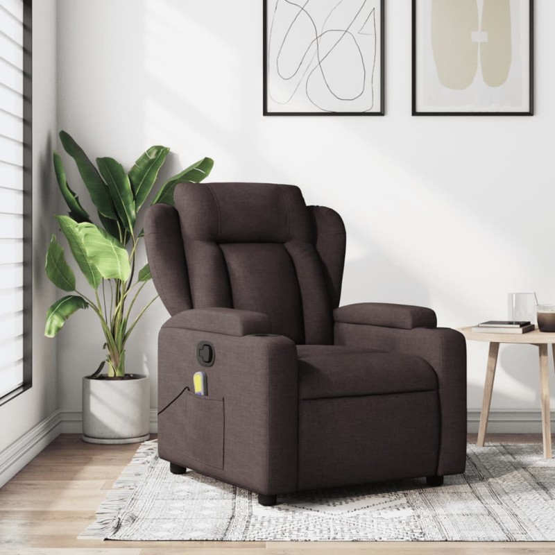 vidaXL Massagesessel Dunkelbraun Stoff vidaXL Massagesessel Dunkelbraun Stoff
