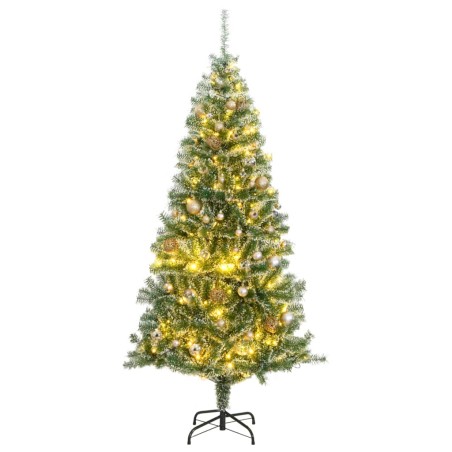vidaXL Künstlicher Weihnachtsbaum 300 LEDs & Kugeln Beschneit 210 cm