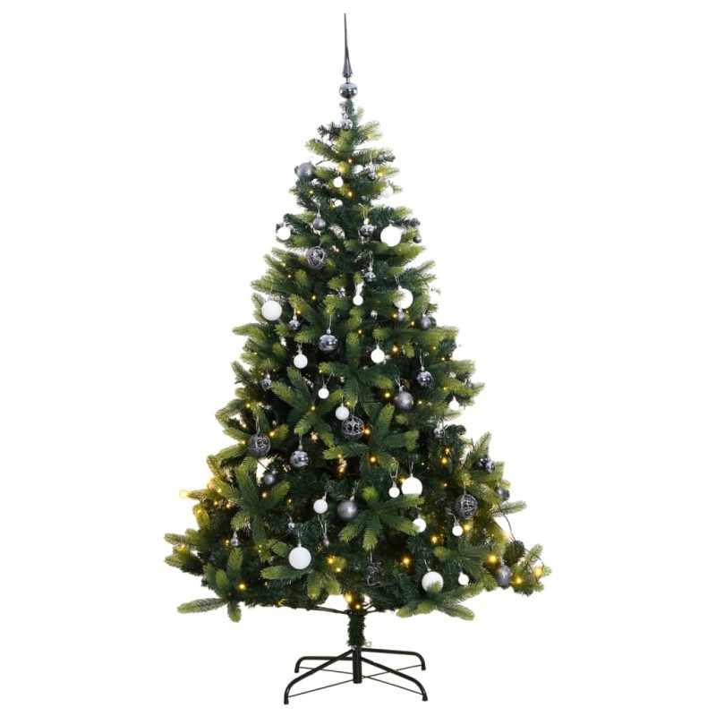 vidaXL Künstlicher Weihnachtsbaum Klappbar 300 LEDs & Kugeln 240 cm vidaXL Künstlicher Weihnachtsbaum Klappbar 300 LEDs & Kugeln 240 cm