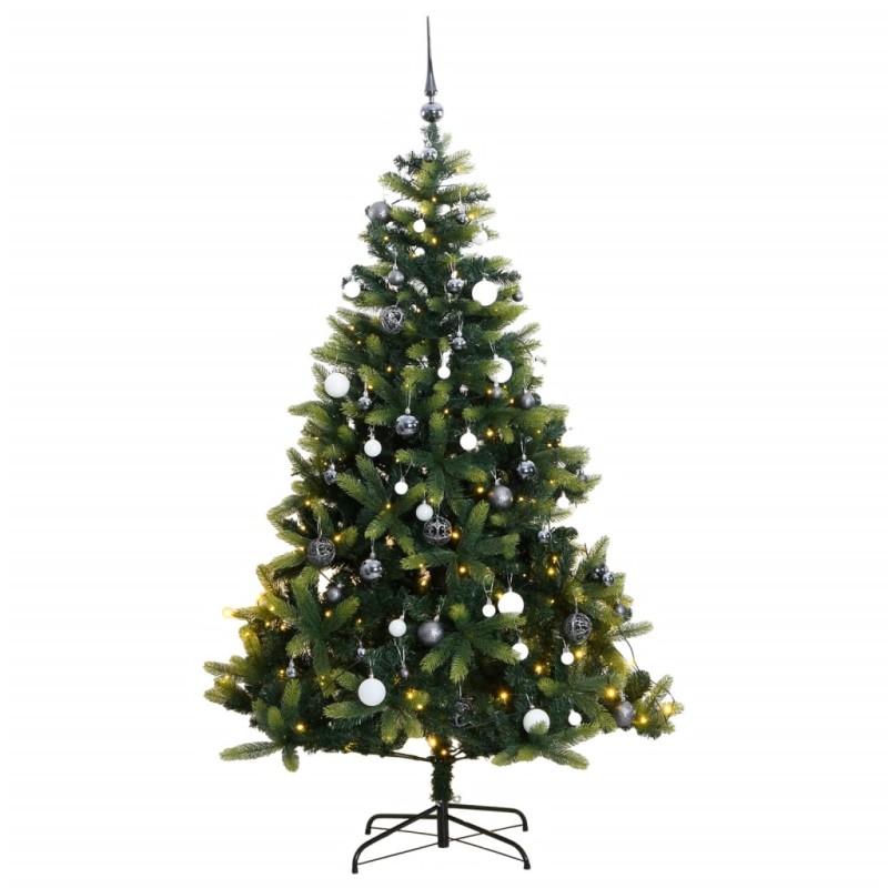 vidaXL Künstlicher Weihnachtsbaum Klappbar 300 LEDs & Kugeln 180 cm vidaXL Künstlicher Weihnachtsbaum Klappbar 300 LEDs & Kugeln 180 cm