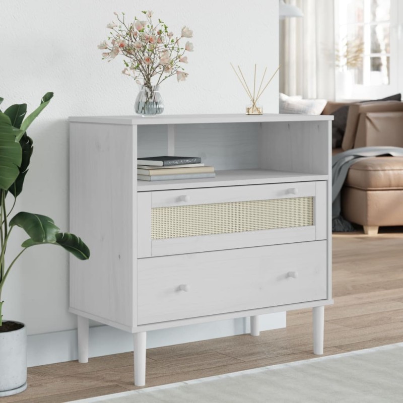 vidaXL Sideboard SENJA Rattan-Optik Weiß 80x40x80 cm Kiefernholz vidaXL Sideboard SENJA Rattan-Optik Weiß 80x40x80 cm Kiefernholz