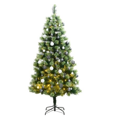 vidaXL Künstlicher Weihnachtsbaum Klappbar 300 LEDs & Kugeln 240 cm
