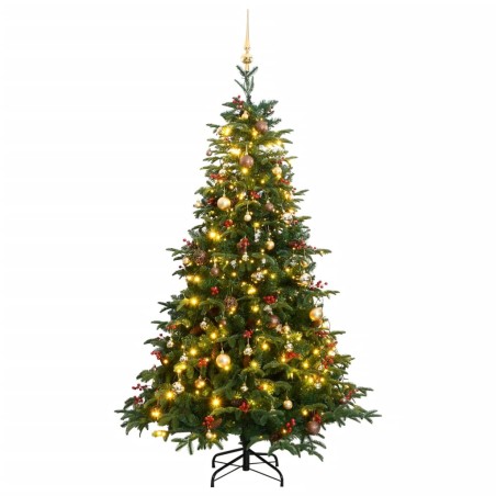 vidaXL Künstlicher Weihnachtsbaum Klappbar 300 LEDs & Kugeln 210 cm