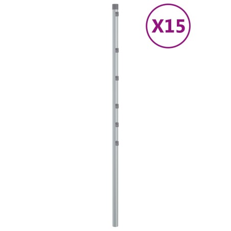 vidaXL Zaunpfosten 15 Stk. Silbern 120 cm Verzinkter Stahl