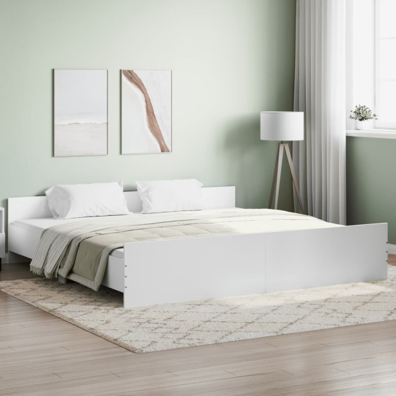 vidaXL Bettgestell mit Kopf- und Fußteil Weiß 200x200 cm vidaXL Bettgestell mit Kopf- und Fußteil Weiß 200x200 cm