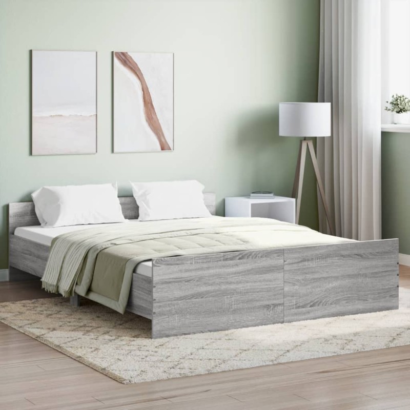 vidaXL Bettgestell mit Kopf- und Fußteil Grau Sonoma 150x200 cm vidaXL Bettgestell mit Kopf- und Fußteil Grau Sonoma 150x200 cm