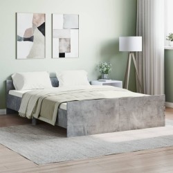 vidaXL Bettgestell mit Kopf- und Fußteil Betongrau 135x190 cm