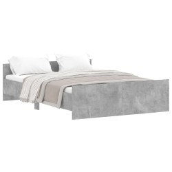 vidaXL Bettgestell mit Kopf- und Fußteil Betongrau 135x190 cm