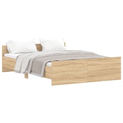 vidaXL Bettgestell mit Kopf- und Fußteil Sonoma-Eiche 140x190 cm