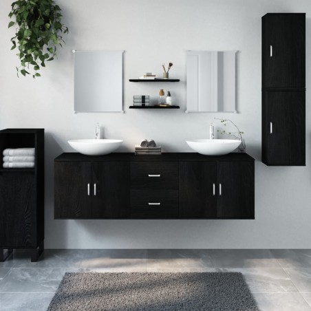   vidaXL 7-tlg. Badmöbel-Set Schwarz Holzwerkstoff