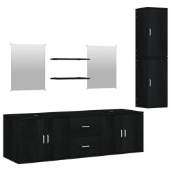   vidaXL 7-tlg. Badmöbel-Set Schwarz Holzwerkstoff