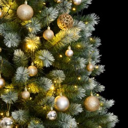 vidaXL Künstlicher Weihnachtsbaum Klappbar 300 LEDs & Kugeln 180 cm