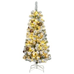 vidaXL Künstlicher Weihnachtsbaum Klappbar 150 LEDs & Kugeln 120 cm