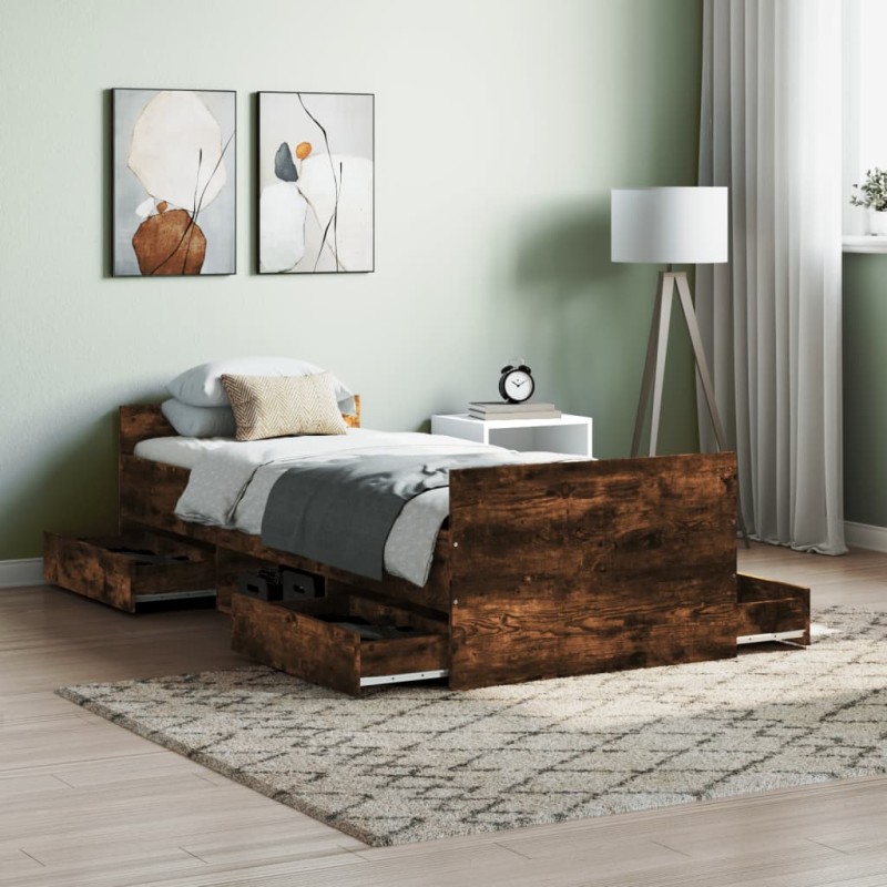 vidaXL Bettgestell mit Kopf- und Fußteil Räuchereiche 75x190 cm vidaXL Bettgestell mit Kopf- und Fußteil Räuchereiche 75x190 cm