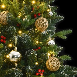 vidaXL Künstlicher Weihnachtsbaum Klappbar 300 LEDs & Kugeln 180 cm