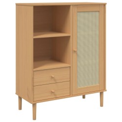 vidaXL Highboard SENJA Rattan-Optik Braun 90x40x112 cm Kiefernholz