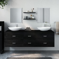   vidaXL 5-tlg. Badmöbel-Set Schwarz Holzwerkstoff
