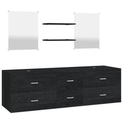   vidaXL 5-tlg. Badmöbel-Set Schwarz Holzwerkstoff