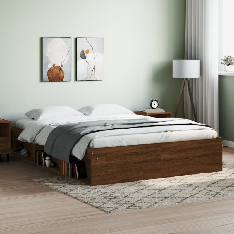 vidaXL Bettgestell Braun Eichen-Optik 140x190 cm vidaXL Bettgestell Braun Eichen-Optik 140x190 cm