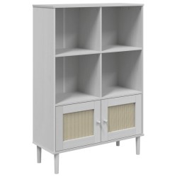 vidaXL Bücherschrank SENJA Rattan-Look Weiß 90x35x130 cm Kiefernholz