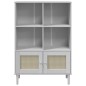 vidaXL Bücherschrank SENJA Rattan-Look Weiß 90x35x130 cm Kiefernholz vidaXL Bücherschrank SENJA Rattan-Look Weiß 90x35x130 cm Kiefernholz