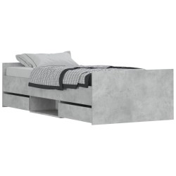 vidaXL Bettgestell mit Kopf- und Fußteil Betongrau 100x200 cm
