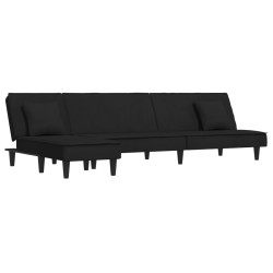vidaXL Schlafsofa in L-Form Schwarz 255x140x70 cm Samt