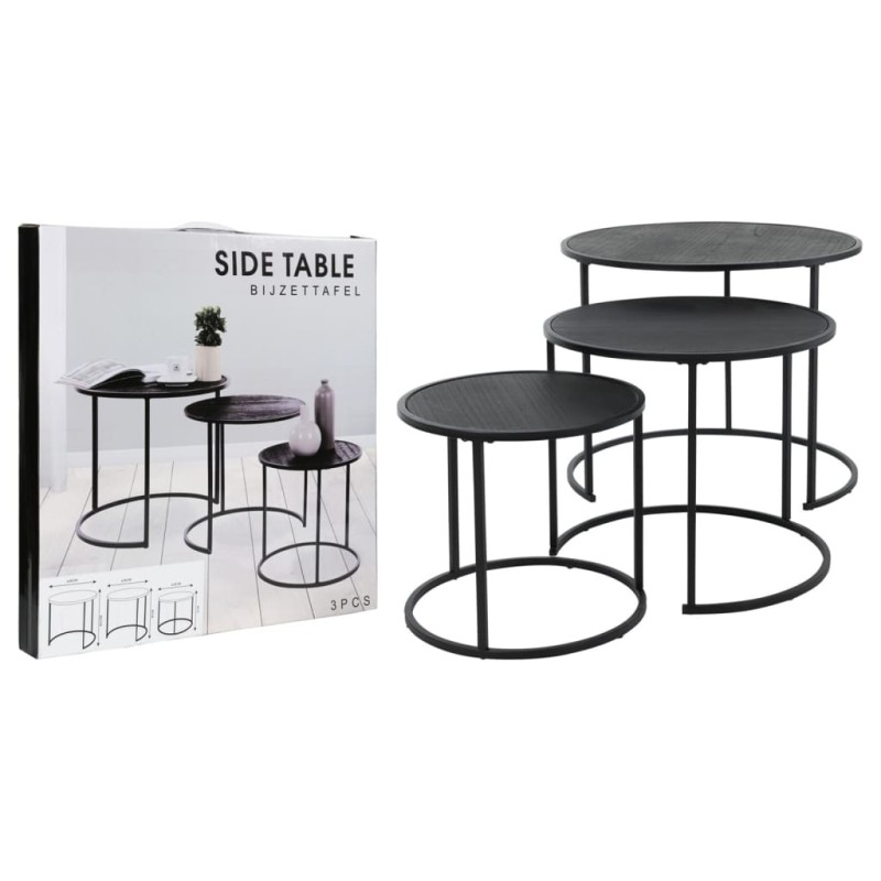 H&S Collection 3-tlg. Beistelltisch-Set Schwarz H&S Collection 3-tlg. Beistelltisch-Set Schwarz
