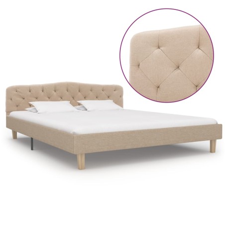 vidaXL Bettgestell Beige Stoff 160x200 cm